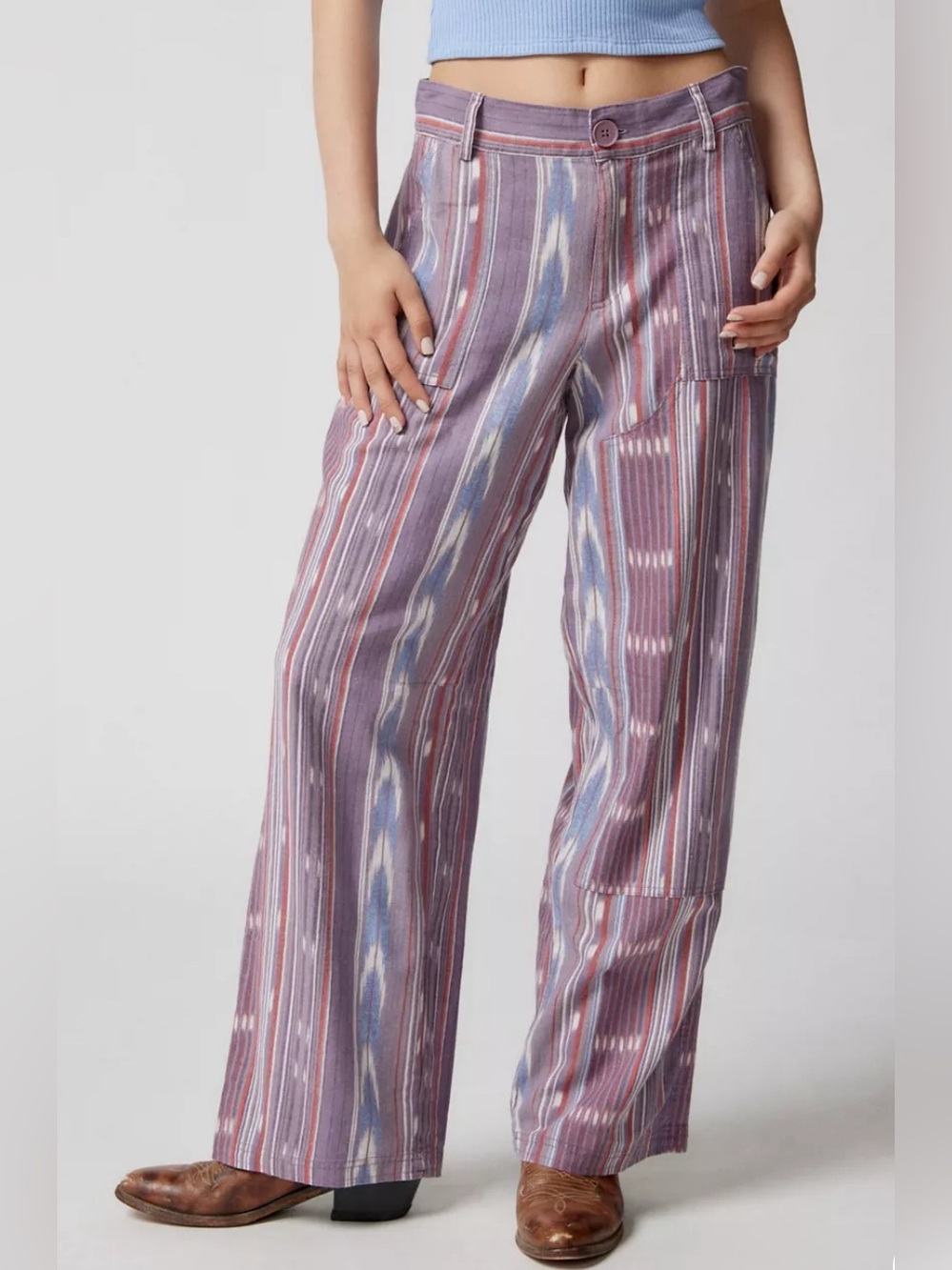 BDG Rae Linen Blend Printed Cargo Pant
 size 4